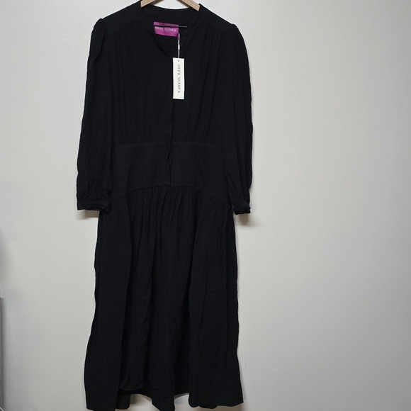 Heidi Merrick Womens Barcelona Black Gauze Midi Dress Sz XL NWT‎ $425 Minimalist - Picture 5 of 12